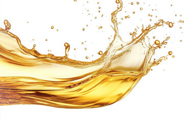 Golden liquid splashing elegantly on white background