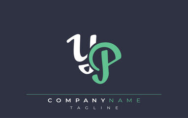Fototapeta premium Elegant Stylized YP Lettering Design. Stylish Modern Logo featuring Monogram Letters in White and Teal Shade