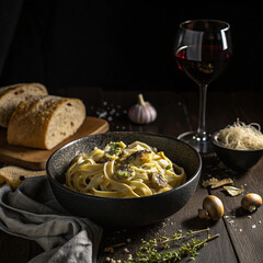 Dramatic Dark Mood Italian Pasta Cuisine