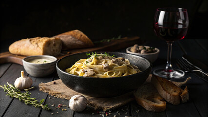 Dramatic Dark Mood Italian Pasta Cuisine