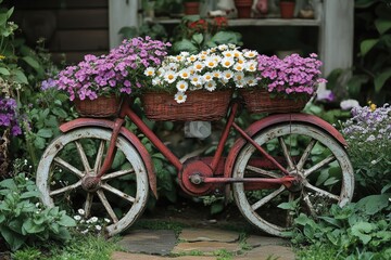 Flower-filled vintage bike garden decor (1)