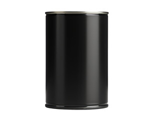 blank black metal tin can isolated on white or transparent png