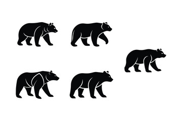 Naklejka premium Bear Silhouette Line Art Vector