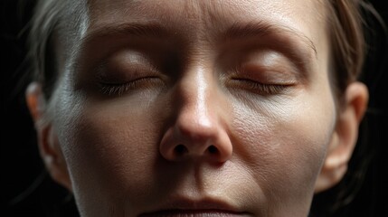 Deep inhalation experience intimate setting realistic photograph calm environment close-up view meditation concept