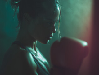 boxing fitness athletic woman candid gym lifestyle portrait strength healthy fit