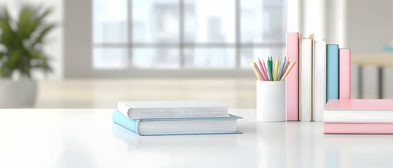 Stylish Desk Decor With Books And Stationary