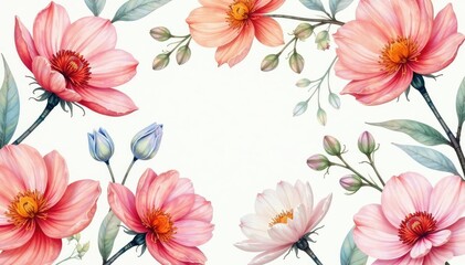 Delicate watercolor blooms, continuous pattern, pattern, painting, pastel