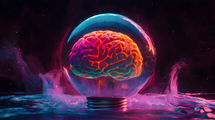 Glowing Brain In Transparent Sphere