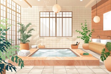 Tranquil Spa Steam Room Illustration