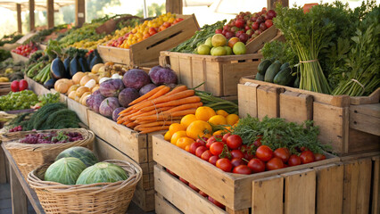 Vibrant Local Farmers Market Organic Produce Display