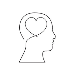 Mind with heart inside silhouette.