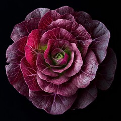 Obraz premium single head of radicchio deep red-purple leaves crisp fine organic texture soft diffused lighting balanced clean presentation 