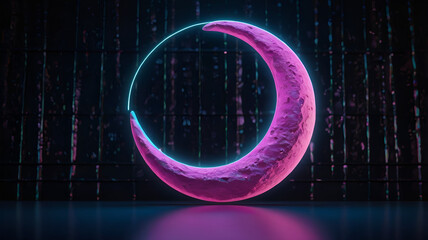 glowing neon moon