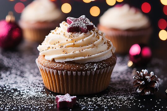 Festive cupcakes with frosting