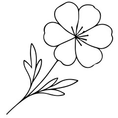 simple icon of a mallow bud drawn with a few lines in line art style, for logos and tattoos