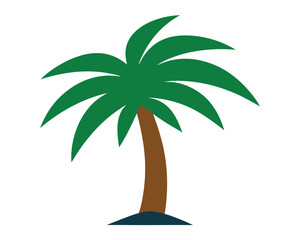 Tropical Icon: A stylized representation of a palm tree with vibrant green fronds and a sturdy brown trunk, evokes the essence of tropical paradise, sunshine and relaxation.