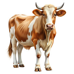 Realistic Cow on White Background