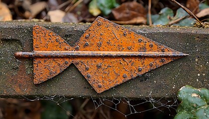 Rusty metal arrowhead detail