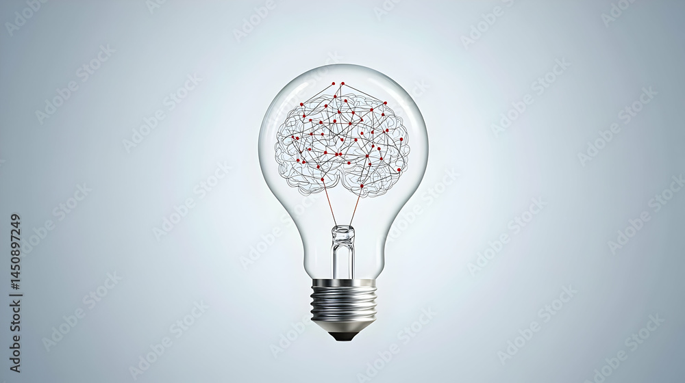 Poster transparent lightbulb with network pattern