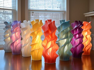 Colorful, swirling, illuminated sculptures