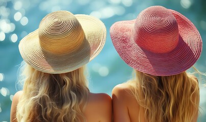 Woman with hat near the water