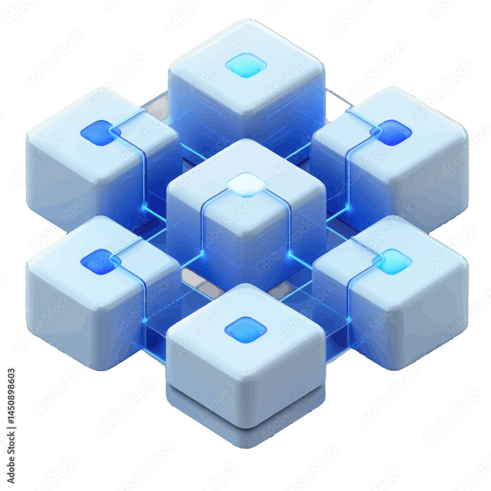 Poster visual representation of a simple api design with interconnected volumetric blocks highlighting func