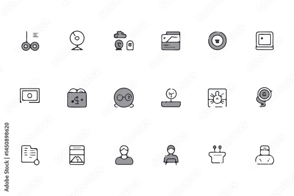 Poster a vector set of square web and mobile application icons features various multimedia, business, and t