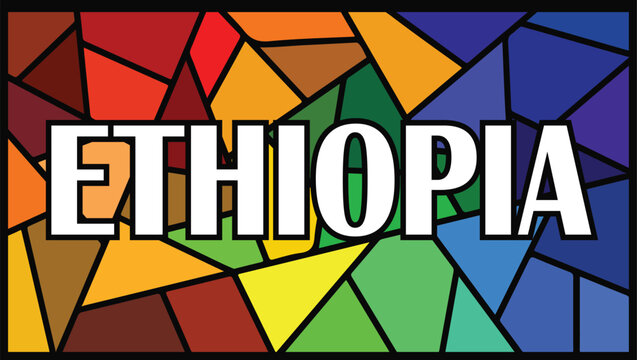 Colorful Stained Glass Style Ethiopia Typography Graphic