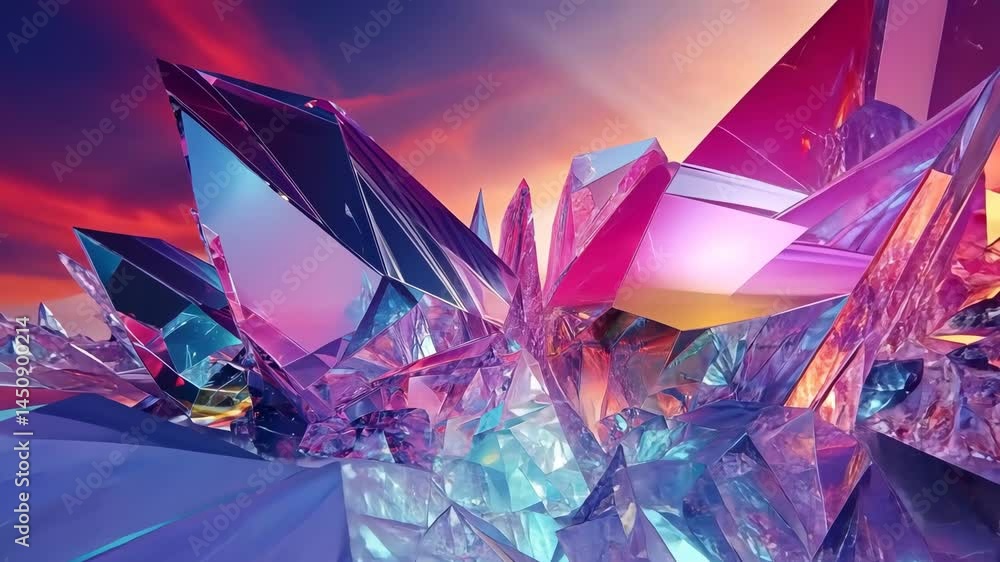 Aufkleber hyper realistic presentation of deep space gradients with crystal formations in vibrant hues at dusk