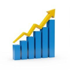 Growth chart diagram with arrow showing financial business increase
