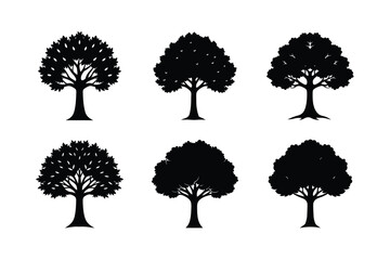 set of trees silhouettes