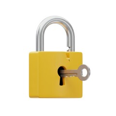 Naklejka premium Find yellow padlock with key illustration for security and protection