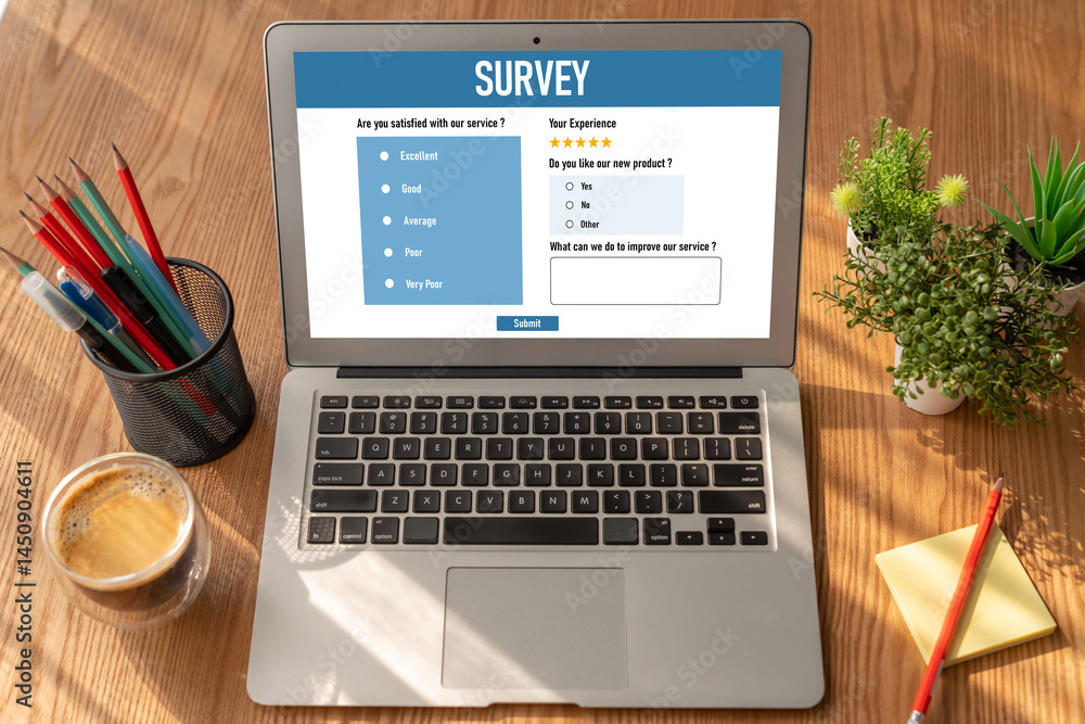Poster online survey form for modish digital information collection on the internet network