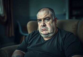 Obraz premium Overweight male with a gloomy expression