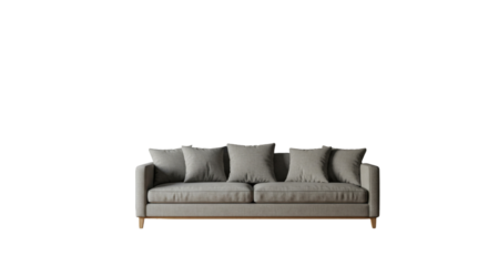 Grey Sofa With Pillow isolated on transparent background, PNG 