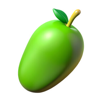 3d green mango isolated on white