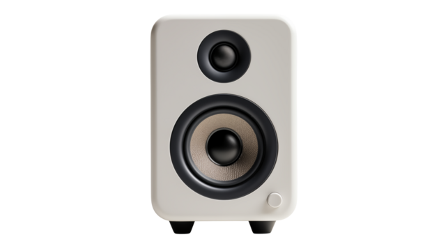 Isolated white speaker with two drivers isolated on transparent background	