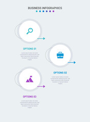 Vertical progress bar featuring 3 arrow-shaped elements, symbolizing the three stages of business strategy and progression. Clean timeline infographic design template. Vector for mobile presentation.