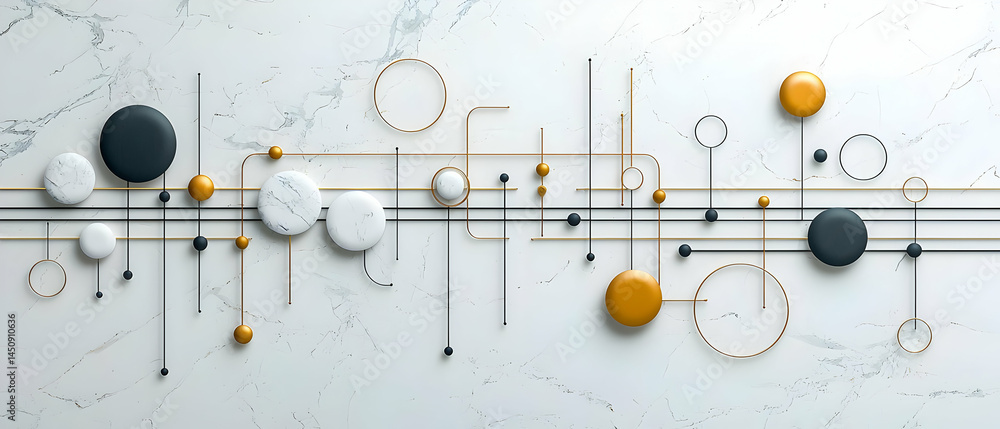 Poster abstract geometric design with circles and lines