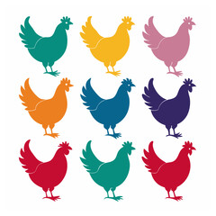 Hen silhouette bundle vector design
