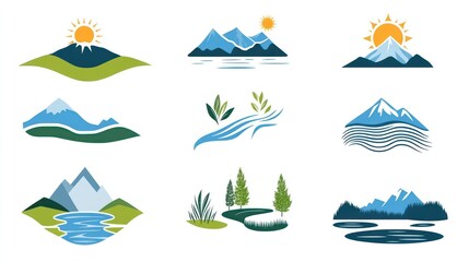 Naklejka premium Mountain & Landscape Icons