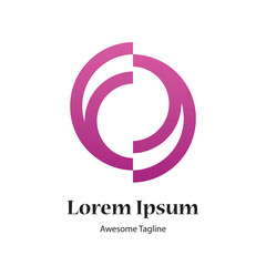 ff letter round shape creative logo design icon