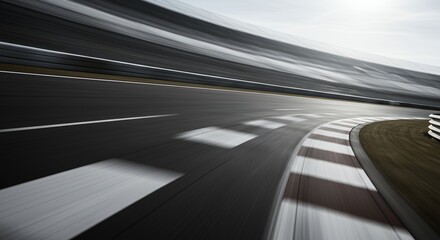 Blurred view of a race track speed and motion in automotive design