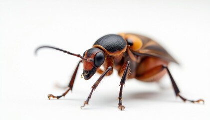 Naklejka premium Close-up of a single insect on pure white background, studio, texture, detail