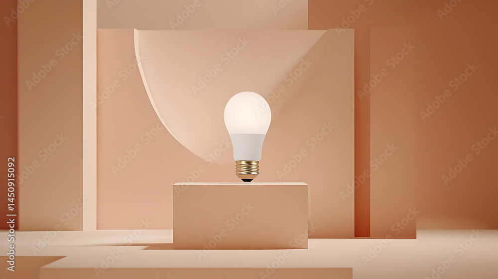 Poster modern led bulb display on peach background