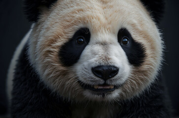 Obraz premium Portrait of a panda on a dark background