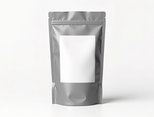 Front-facing transparent plastic pouch mockup with editable label, isolated on white background, ideal for snack, food or herbal product presentation.
