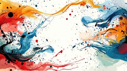Vibrant colors blend and splash in chaotic harmony