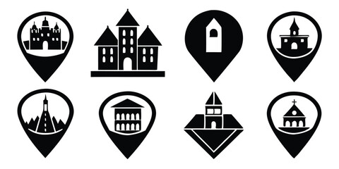 set of vector location icons