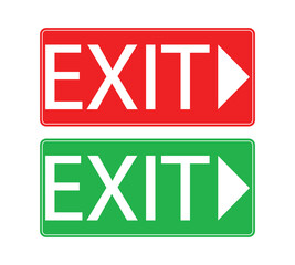 Red and green Exit Sign with White Text Sticker Vector.
